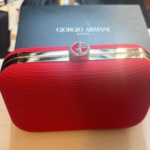 Giorgio Armani Scarlet Clutch with Gold Accent